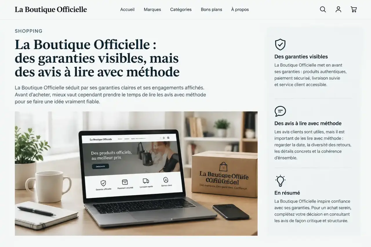 La Boutique Officielle : des garanties visibles, mais des avis à lire avec méthode