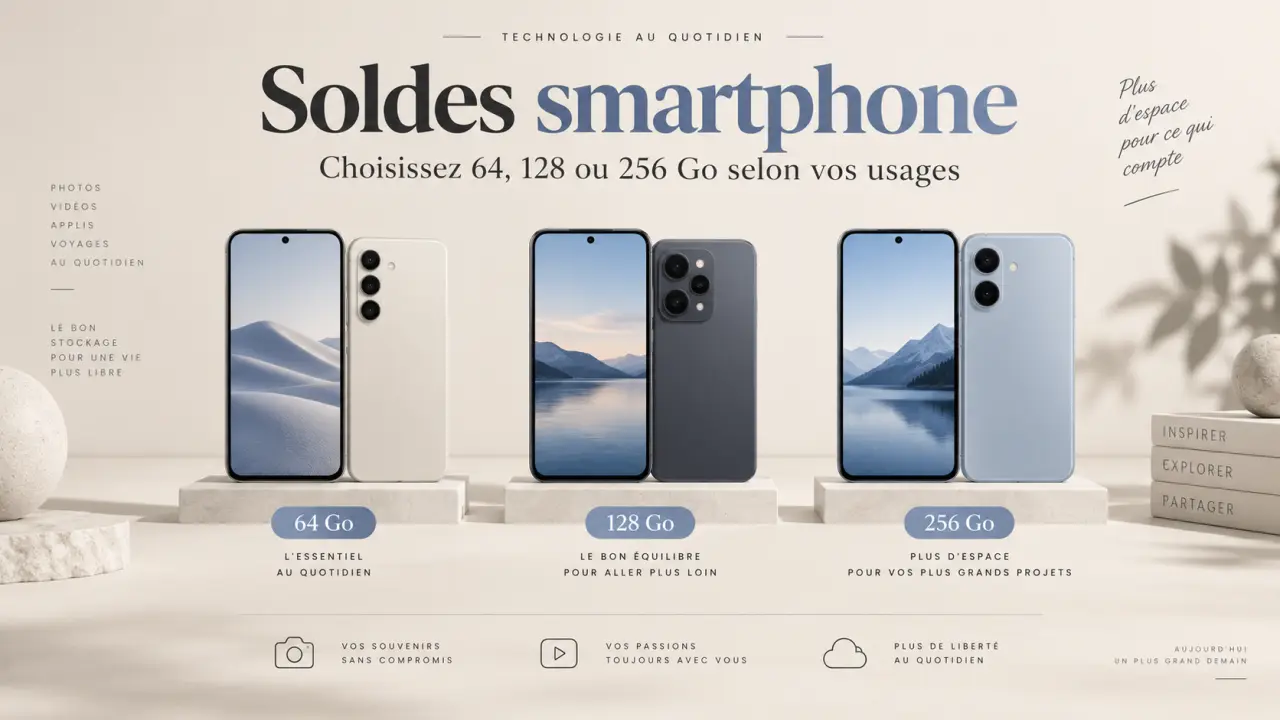 Soldes smartphone : choisissez 64, 128 ou 256 Go selon vos usages