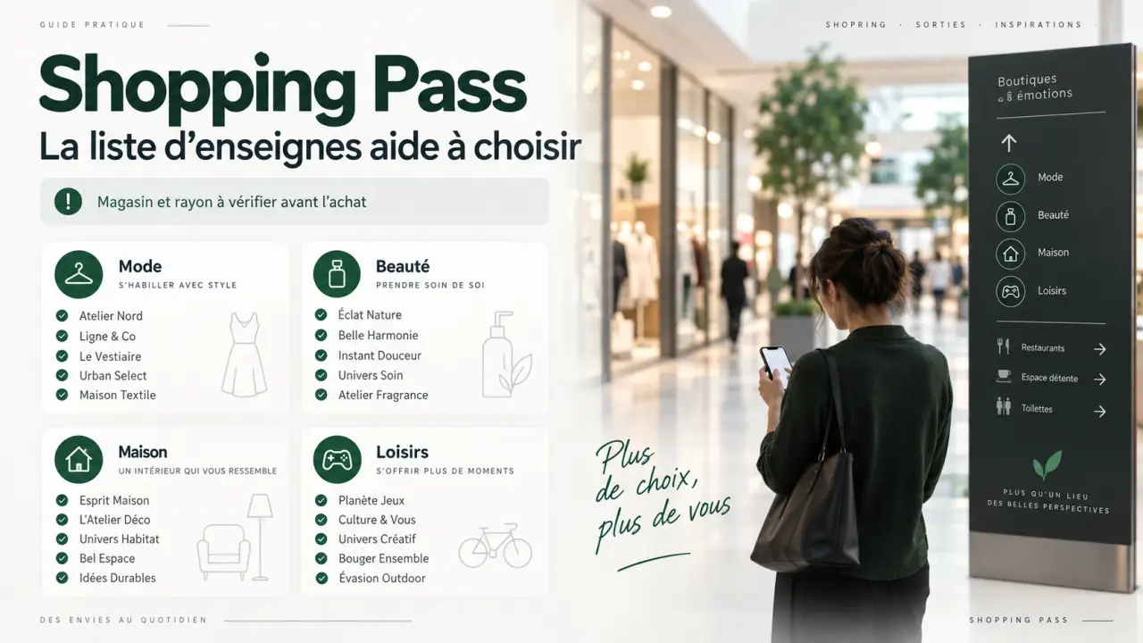 Shopping Pass enseignes PDF : la liste aide à choisir, mais le magasin et le rayon doivent être vérifiés