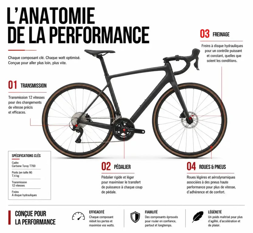 Schéma technique des composants d'un vélo pour le déstockage vélo grossiste